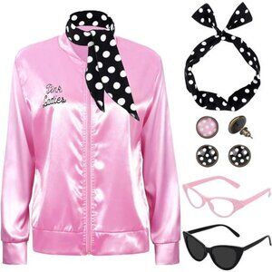 Pink Satin Jacket Costume Set for Women